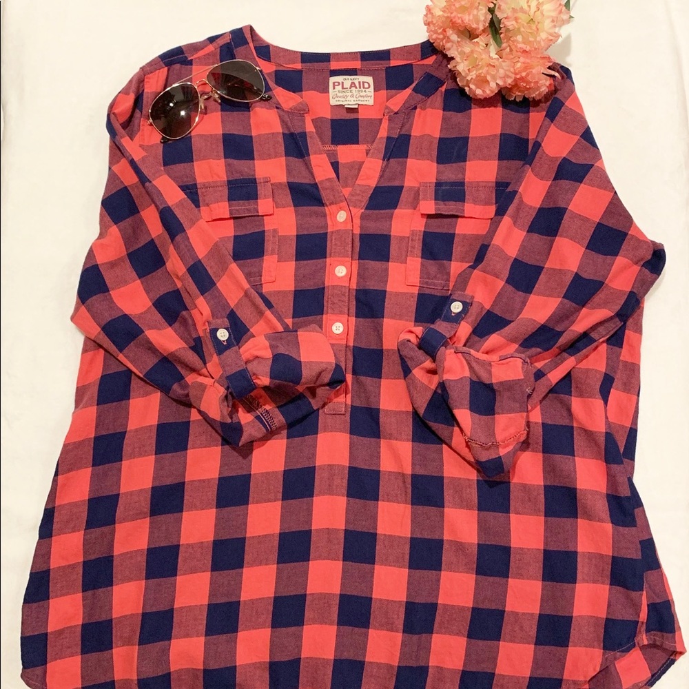 Plaid Long Sleeve Tunic